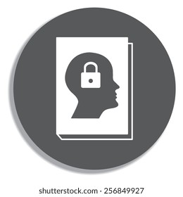 book - vector icon with human profile picture on a grey background