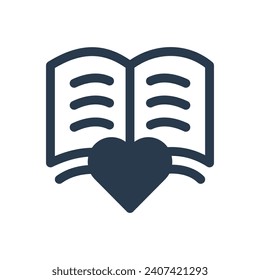 Book Vector Icon Illustration for Romantic Reading
