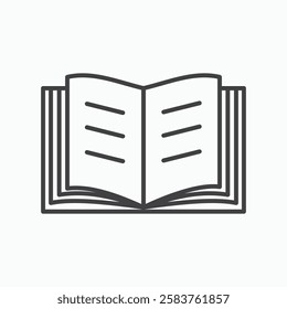 Book vector icon isolated in black line