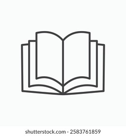 Book vector icon isolated in black line