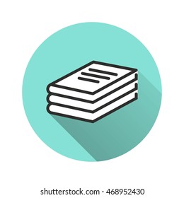 Book vector icon with long shadow. Illustration isolated for graphic and web design.