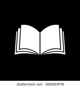 Icono del vector del libro sobre fondo negro