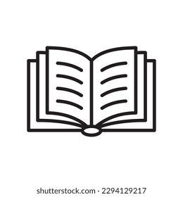 Book vector icon. Open book flat sign design. Linear book icon. Book symbol pictogram. Magazine icon. Notebook symbol. Document sign. UX UI icon