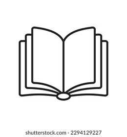 Book vector icon. Open book flat sign design. Linear book icon. Book symbol pictogram. Magazine icon. Notebook symbol. Document sign. UX UI icon