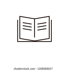 Book vector icon, open magazine, textbook dictionary sign line outline thin sign flat design for web mobile app isolated on white