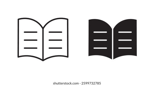 Book vector icon set in black color.