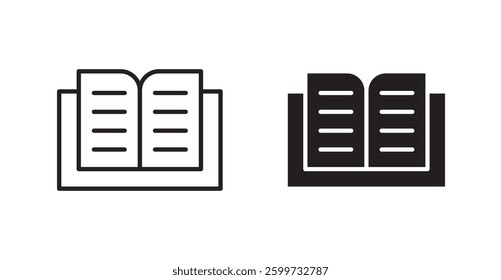 Book vector icon set in black color.