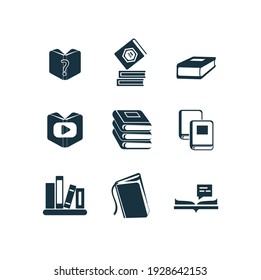 book vector icon set, books simple black icon