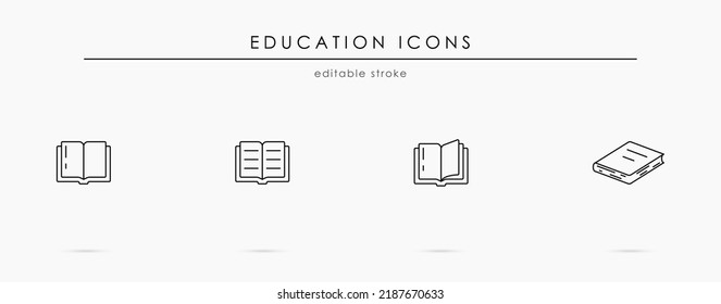 Book vector icon set on white background