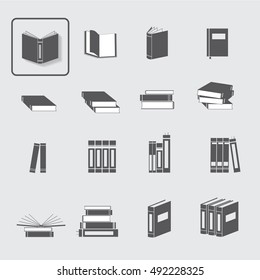 Book vector icon set on light gray background