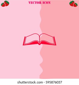 Book vector  icon. Strawberry Background.