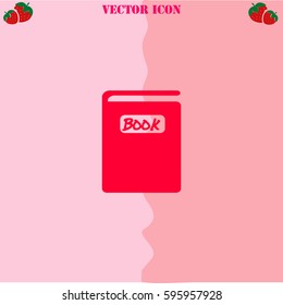 Book vector  icon. Strawberry Background.