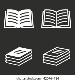 Book   vector icon. White illustration isolated on black background for graphic and web design.