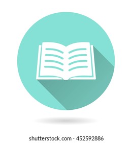 Book vector icon. White Illustration isolated on green background for graphic and web design.