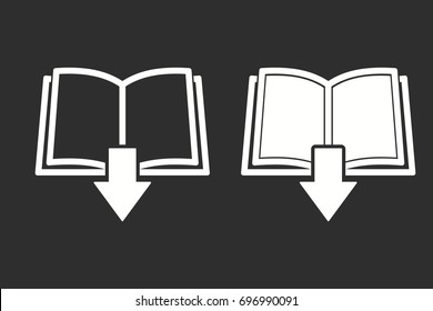 Book vector icon. White illustration isolated on black background for graphic and web design.