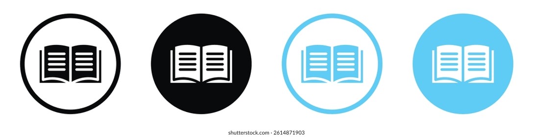 Book vector icons in black and blue colors