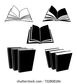 book vector icons - open and closed pages