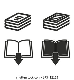 Book vector icons set. Black Illustration isolated for graphic and web design.