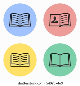 Book vector icons set. Illustration isolated for graphic and web design.