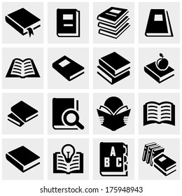 Book vector icons set on gray 