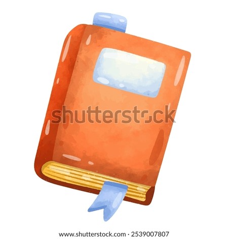 Book vector illustration, book clip art in hand drawn watercolor painting style, cute cartoon textbook image
