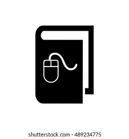 Book vector illustration. Computer book icon with mouse symbol