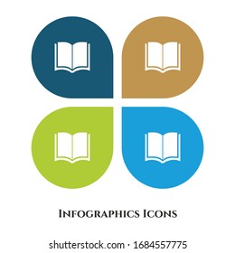 Icono de la Ilustración del Vector del libro para todos los propósitos. Aislado en 4 entornos diferentes.