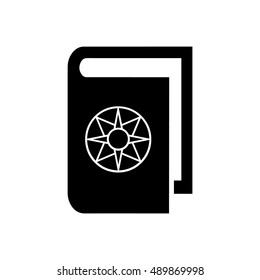 Book vector illustration. Book icon with ancient symbol icon Star of Ishtar