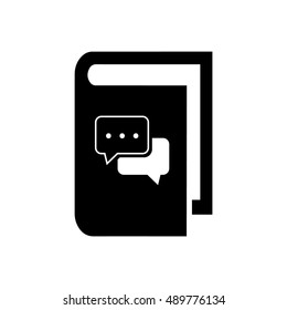 Book vector illustration. Book icon with chat symbol