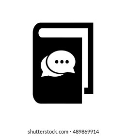 Book vector illustration. Book icon with chat symbol