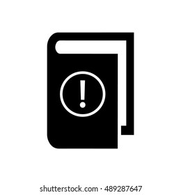 Book vector illustration. Book icon with exclamation mark symbol