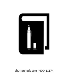 Book vector illustration. Book icon with felt pen icon symbol