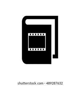 Book vector illustration. Book icon with film strip symbol