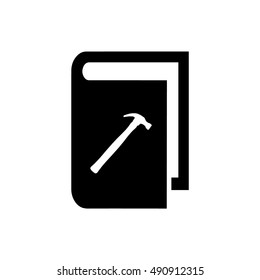 Book vector illustration. Book icon with hammer icon symbol