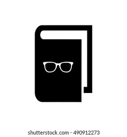 Book vector illustration. Book icon with hipster glasses icon symbol