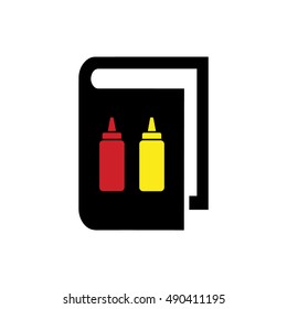 Book vector illustration. Book icon with ketchup and mustard squeeze bottle icon symbol