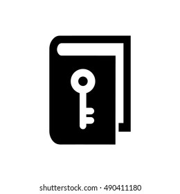 Book vector illustration. Book icon with key symbol