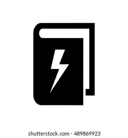 Book vector illustration. Book icon with lighting bolt symbol. Thunderbolt icon vector