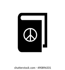 Book vector illustration. Book icon with peace symbol
