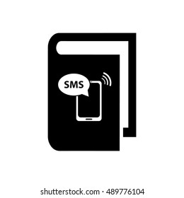 Book vector illustration. Book icon with phone SMS symbol