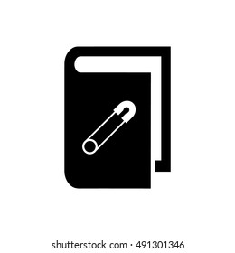 Book vector illustration. Book icon with safety pin icon symbol