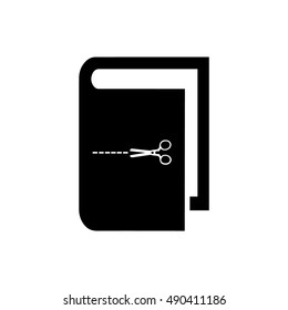 Book vector illustration. Book icon with scissors symbol