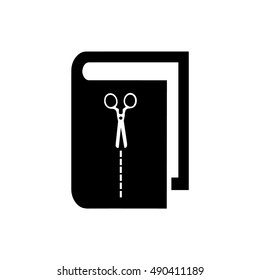 Book vector illustration. Book icon with scissors icon symbol