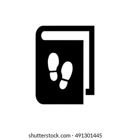 Book vector illustration. Book icon with shoe print symbol
