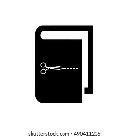 Book vector illustration. Book icon with white scissors icon symbol