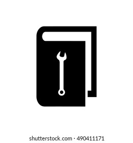 Book vector illustration. Book icon with wrench tool symbol