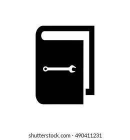 Book vector illustration. Book icon with wrench icon symbol