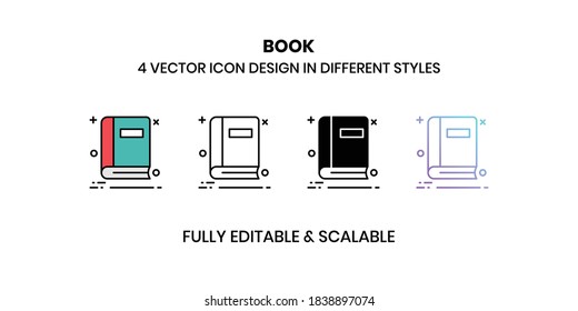 Iconos de la ilustración del vector del libro con un estilo diferente