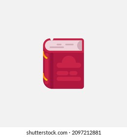 Book vector illustration, old red book flat icon