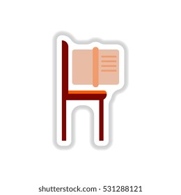 Book Vector illustration in paper sticker style Book and chair